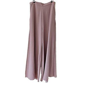 Gomorn Pants Womens L US 8/10 Beige Neutral Zip Pockets Wide Leg Dress Stretch